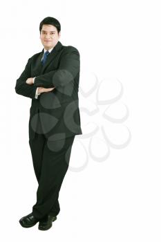young business man full body isolated on white background 
