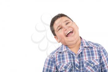 Portrait of happy cute little boy laughing 