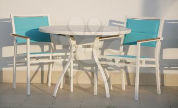 Outdoor, modern furniture-table and chairs. 