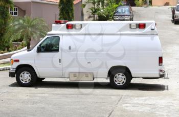 White ambulance in the street