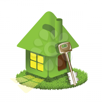 Royalty Free Clipart Image of a House With a Key