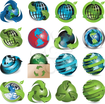 Royalty Free Clipart Image of Globe Icons