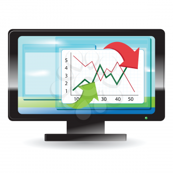 Royalty Free Clipart Image of a Graph on a Monitor