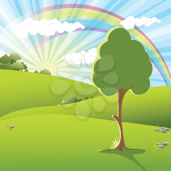 Royalty Free Clipart Image of a Green Field
