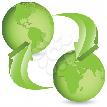 Royalty Free Clipart Image of Two Globes