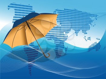 Royalty Free Clipart Image of a Globe and Umbrella