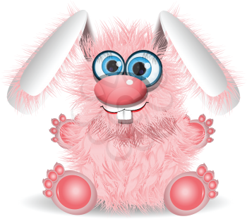 Royalty Free Clipart Image of a Pink Easter Bunny