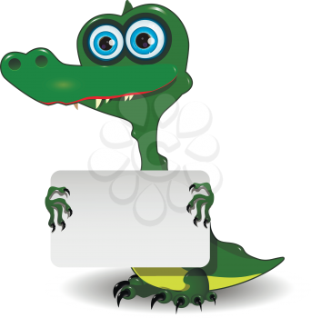 Illustration of cute green crocodile with white background