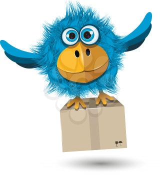 Illustration of Blue Bird with a box