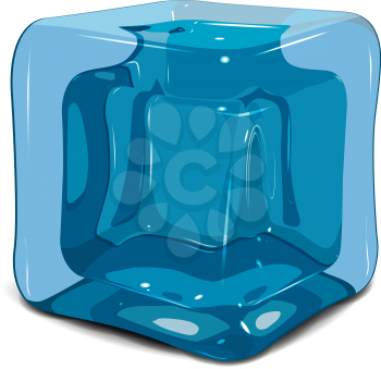 Illustration of an ice cube on a white background