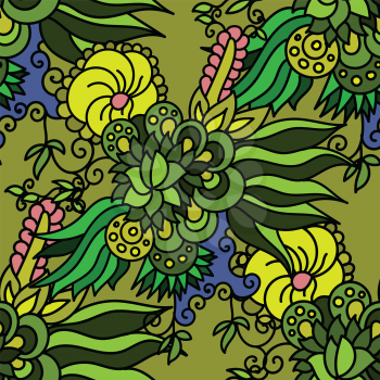 Stock Illustration Seamless Abstract Floral Ornament Pattern