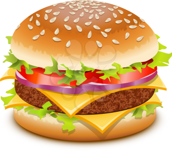 Royalty Free Clipart Image of a Cheeseburger