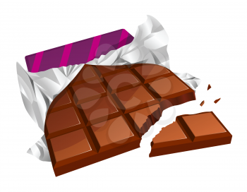 Royalty Free Clipart Image of a Broken Chocolate Bar