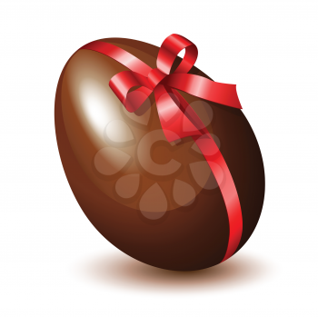 Royalty Free Clipart Image of a Chocolate Egg Wrapped in a Bow