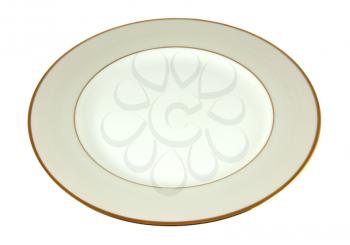 Ivory empty plate isolated on white