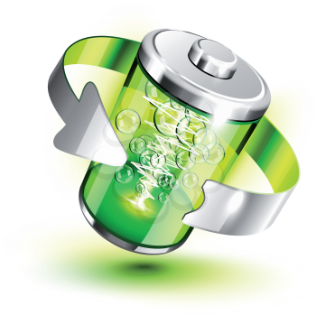 Royalty Free Clipart Image of a Green Battery