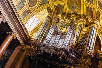 Pipe Organ in roman cathedral, Rennes, Bretagne, France