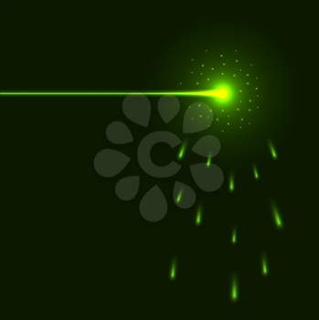 Royalty Free Clipart Image of a Green Laser Beam