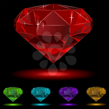 Royalty Free Clipart Image of Colourful Diamonds