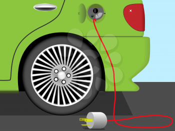 Royalty Free Clipart Image of an Electric Car