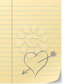 Royalty Free Clipart Image of a Heart on a Piece of Paper