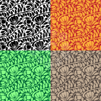Royalty Free Clipart Image of Seamless Floral Patterns