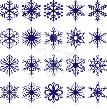 Royalty Free Clipart Image of a Bunch of Snowflakes