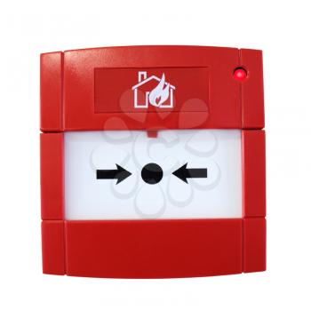 Wall-mounted fire alarm isolated on white background