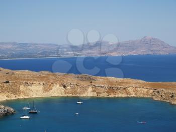 View at Lindou and Vliha Bay. Rhodes island, Greece.