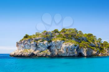 Menorca island south coast sea-cliff in sunny day, Spain.