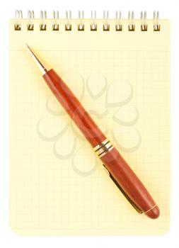 Royalty Free Photo of a Spiral Notebook with a Pen