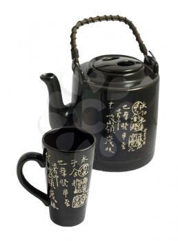 Royalty Free Photo of a Chinese Teapot and a Decorative Cup