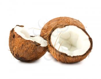 Royalty Free Photo of a Full and Halves of a Coconuts