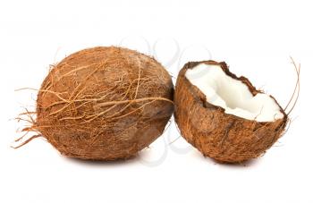 Royalty Free Photo of a Whole and Half Coconuts