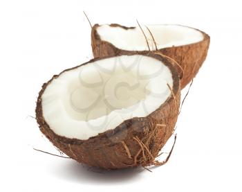 Royalty Free Photo of Tow Halves of a Coconut