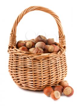 Royalty Free Photo of a Basket Full of Hazelnuts