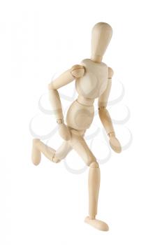 Royalty Free Photo of a Running Wooden Mannequin