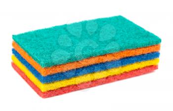 Stack of cleaning sponges isolated on a white background