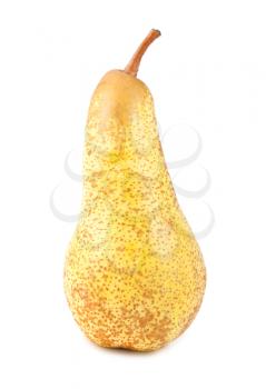 Single yellow ripe pear isolated on white background