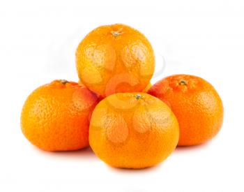 Heap of ripe tangerines isolated on white background