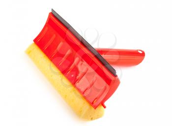 Red rubber window cleaner isolated on white background