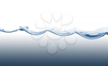 Closeup of water waves isolated on white background