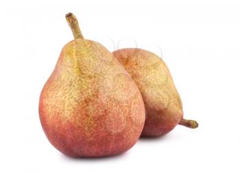 Pair of red ripe pears isolated on white background