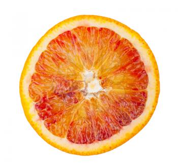 Slice of blood red orange isolated on white background