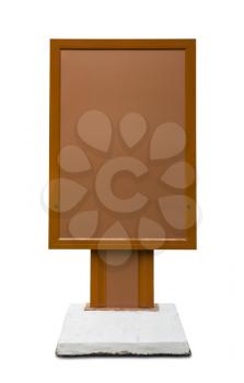 Brown empty vertical billboard isolated on white background