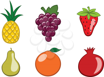 Royalty Free Clipart Image of a Bunch of Fruits