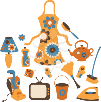Royalty Free Clipart Image of a Housewife's Items