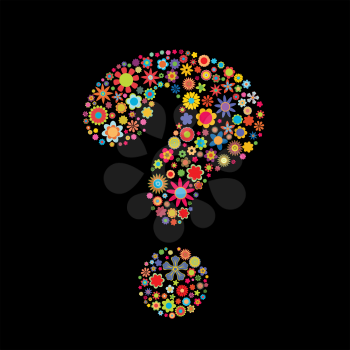 Royalty Free Clipart Image of a Floral Question Mark