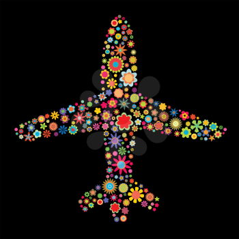 Royalty Free Clipart Image of a Floral Airplane