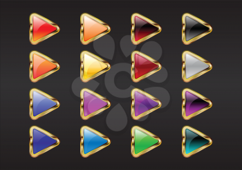 Royalty Free Clipart Image of Colourful Triangular Buttons